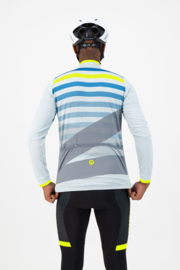 Rogelli Stripe heren fietsshirt lange mouwen - grijs/blauw/fluor