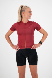 Rogelli Essential dames fietsshirt korte mouwen - bordeaux/coral