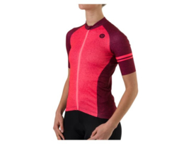 AGU Melange dames fietsshirt korte mouwen - bordeaux/neon coral