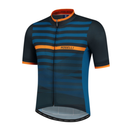 Rogelli Stripe fietsshirt korte mouwen - blauw/oranje