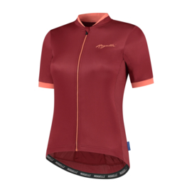 Rogelli Essential dames zomer fietskledingset (bib) - bordeaux/coral/zwart