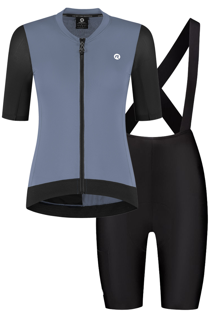 Rogelli Distance II dames zomer fietskledingset - paars/zwart