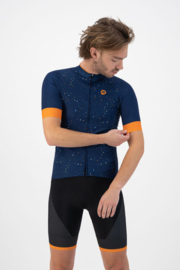 Rogelli Terrazzo heren fietsshirt korte mouwen - blauw/oranje