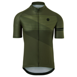 AGU Essential Striped fietsshirt korte mouwen - army green