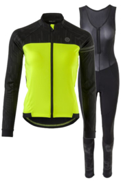 AGU Essential Hi-vis dames winter fietskledingset - zwart/fluor
