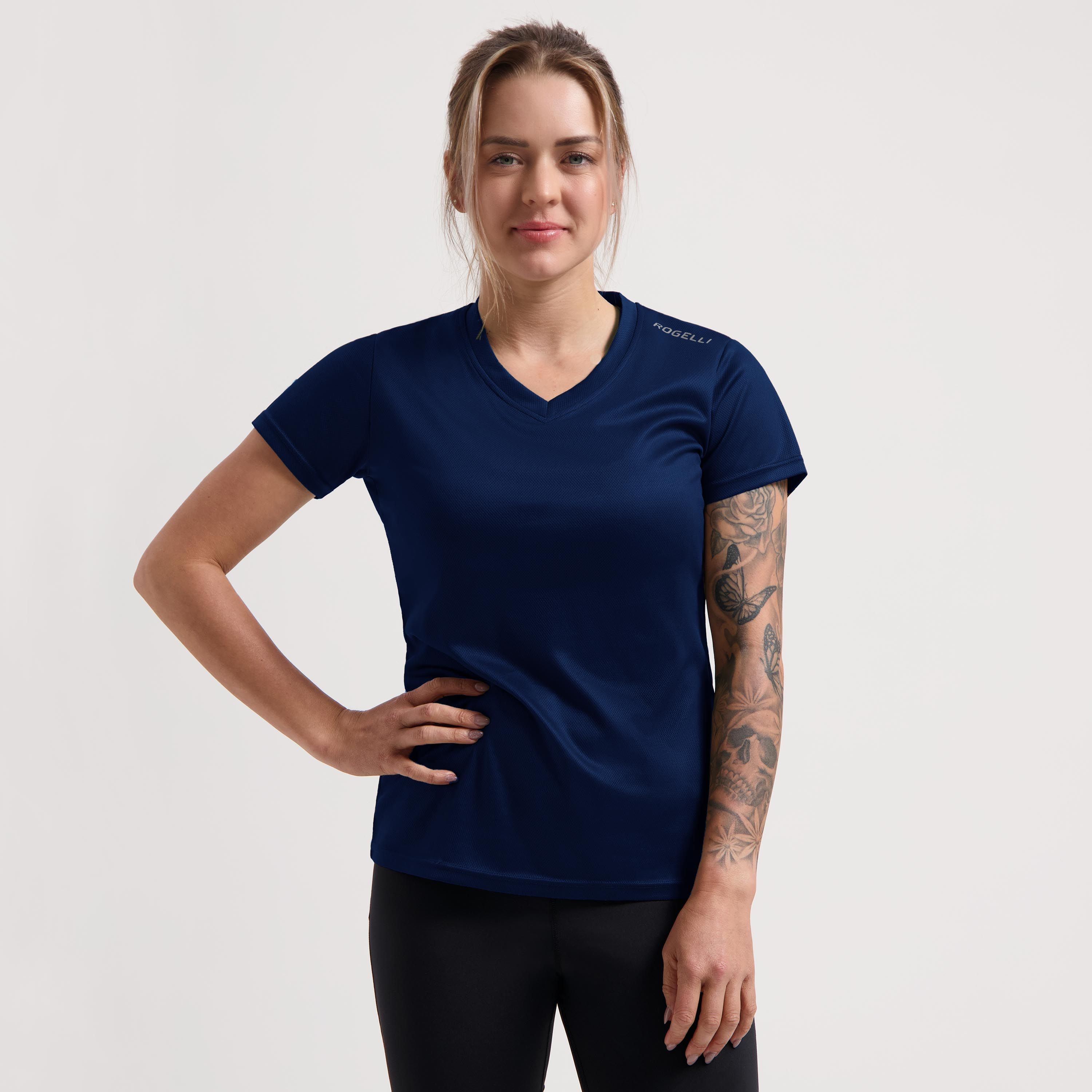Rogelli Promo dames hardloopshirt korte mouw - navy