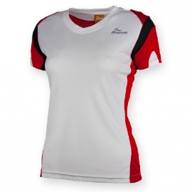 Rogelli Eabel hardloopshirt korte mouw dames - wit/rood/zwart