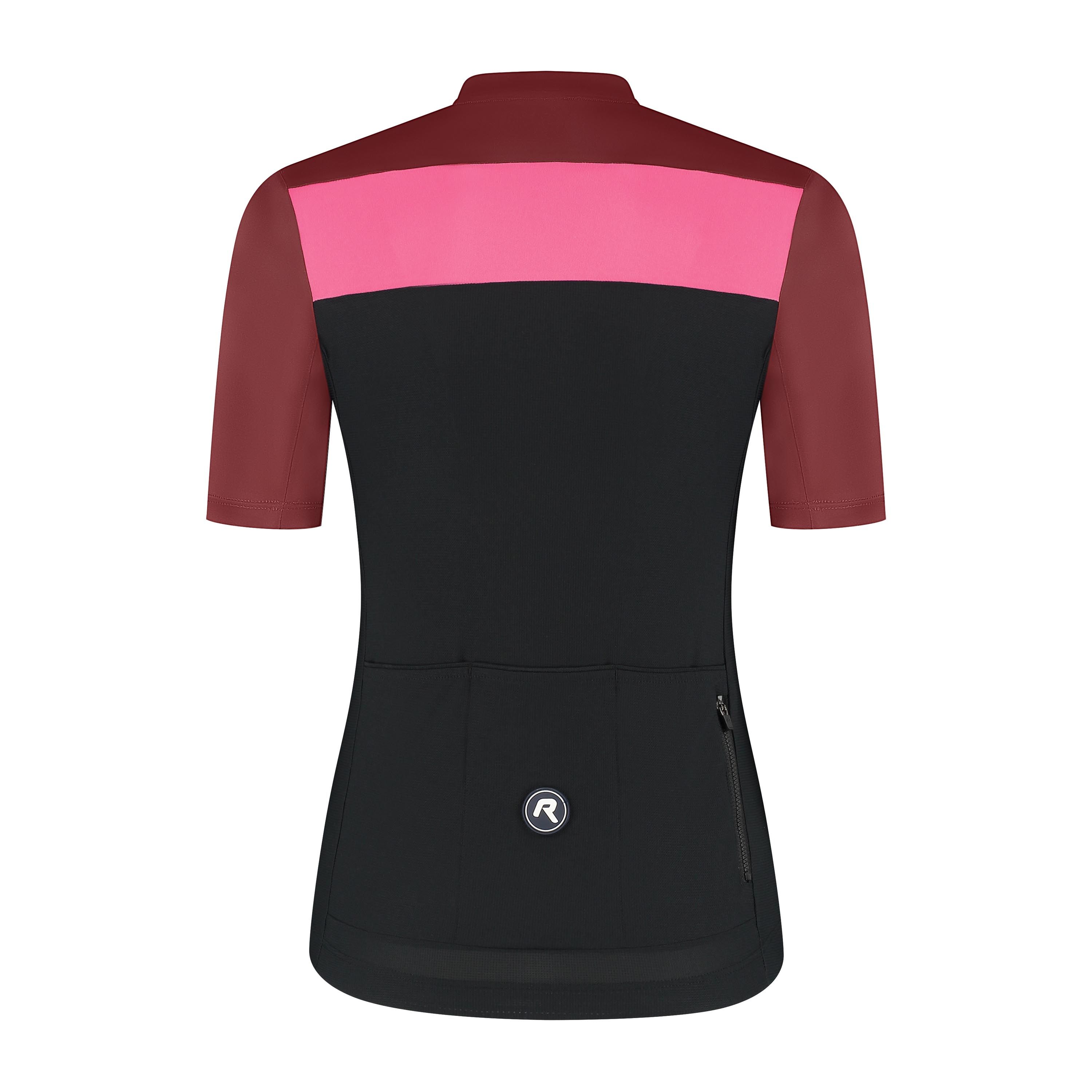 Rogelli Core Block dames zomer fietskledingset - bordeaux/roze/zwart