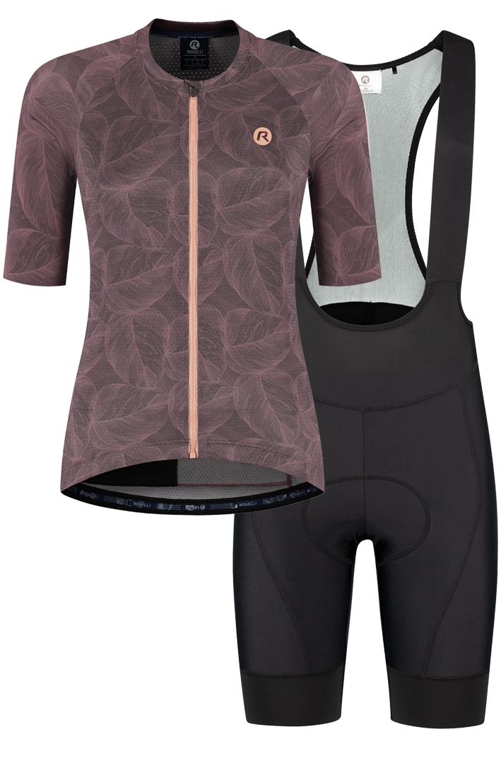 Rogelli Essential II Graphic dames zomer fietskledingset - rood/coral/zwart