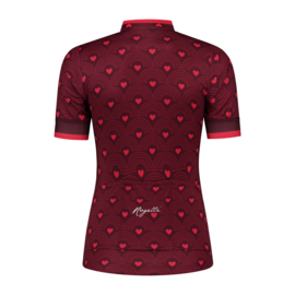 Rogelli Hearts dames fietsshirt korte mouwen - bordeaux/roze