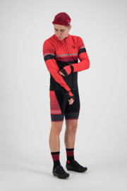 Rogelli Hero heren fietsshirt lange mouwen - zwart/rood/bordeaux