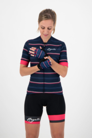 Rogelli Stripe dames fietsshirt korte mouwen - blauw/roze