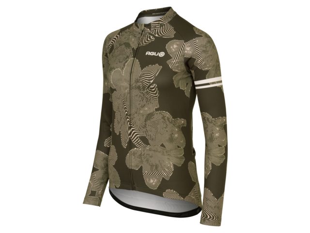 AGU Essential Striped Flower fietsshirt lange mouwen - forest green