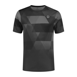 Rogelli Geometric hardloopshirt heren korte mouw - zwart/grijs