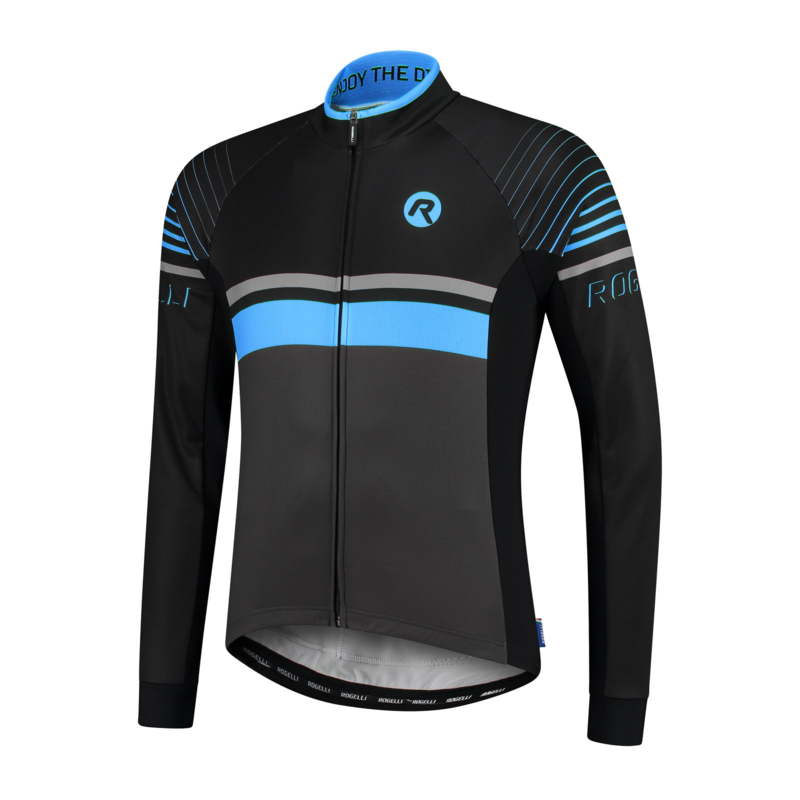 Rogelli Hero heren fietsshirt - grijs/zwart/blauw | FIETSSHIRTS LANGE MOUWEN | Dress2Bike