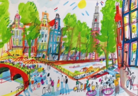 Amsterdam - Gracht met terras op brug