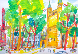 Maastricht - OLV Plein met torens Vrijthof