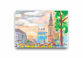 Groningen, Grote markt, stadhuis en Vindicat