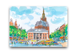 Groningen - de Vismarkt met Korenbeurs en Der Aa-kerk