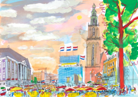 Groningen, Grote markt, stadhuis en Vindicat