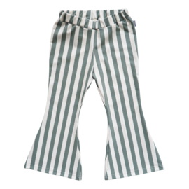 Kleine Baasjes Organic - Flared Pants Vertical Green&Cream