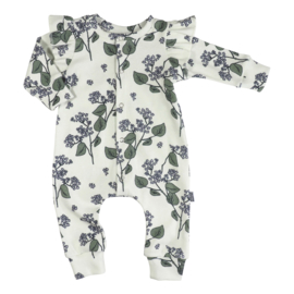 Kleine Baasjes Organic - Baby Jumpsuit Lilacs Rib Ruffles