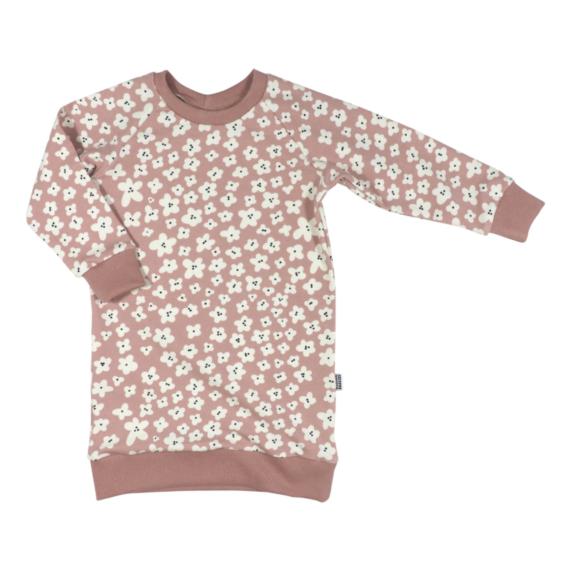 Kleine Baasjes Organic - Sweaterdress Mini Flower Pink