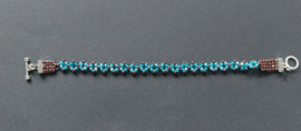 Handgemaakte armband blauw/donker bruin