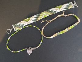 Handgeweven armbanden set 3 delig in groen
