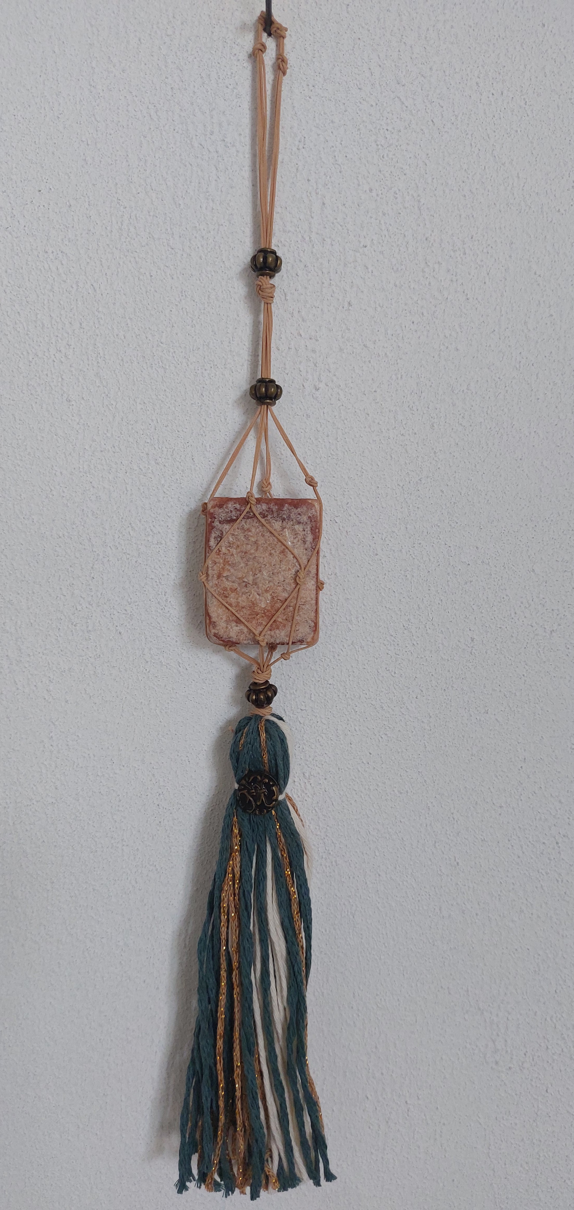 Amberblokje hanger groen/blauw