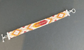 Handgeweven armband oranje/rood