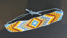 Handgeweven armband oranje blauw