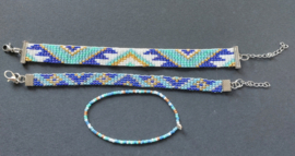 Handgeweven armbanden set blauw