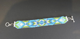 Handgeweven armband blauw/groen