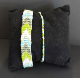 Handgeweven armbanden set 2 delig groen