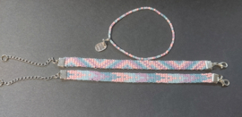 Handgeweven armbanden set 3 delig rose/lila/blauw