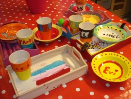 Kinderfeestje servies schilderen