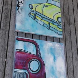 Schilderij Auto (Rode Mini Cooper)