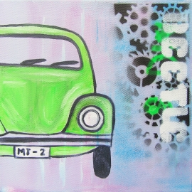 Schilderij Auto (Groene Kever)