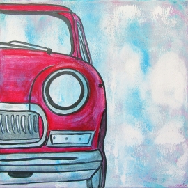 Schilderij Auto (Rode Mini Cooper)