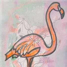 Schilderij Flamingo