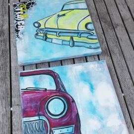 Schilderij Auto (Gele Oldtimer)