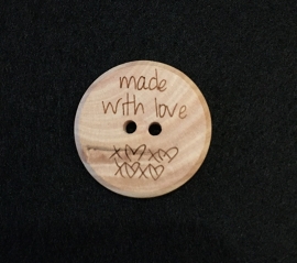 Houten knoop "made with love"
