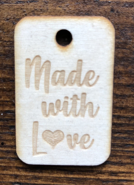 Houten label Made with love