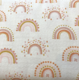 Flanel crème regenboog