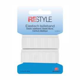 Taillebandelastiek wit 2,5cm 1 mtr