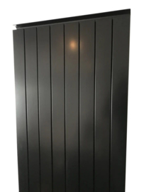 Verticale aluminium radiator 182,5 cm hoog en 16 cm breed zwart