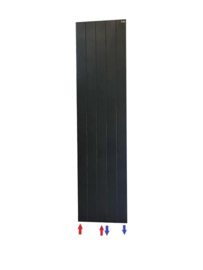 verticale radiator mat-zwart line 160 cm ho en 50 cm br type 21 1920 Watt (midden onderaansluiting)