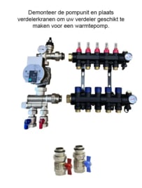 3 groep kunststof verdeler met pomp + 200mtr / 120mtr 16mm vloerverwarmingsbuis + aansluitkoppelingen (circa 30m2)