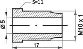 Remnippel M10 x 1 X 17mm, SW11 ø5MM - BL- RN105